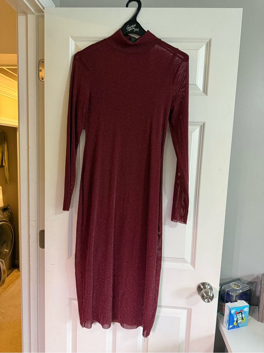 Target Shimmery Maroon Long Sleeve Mock Neck Dress. NWT